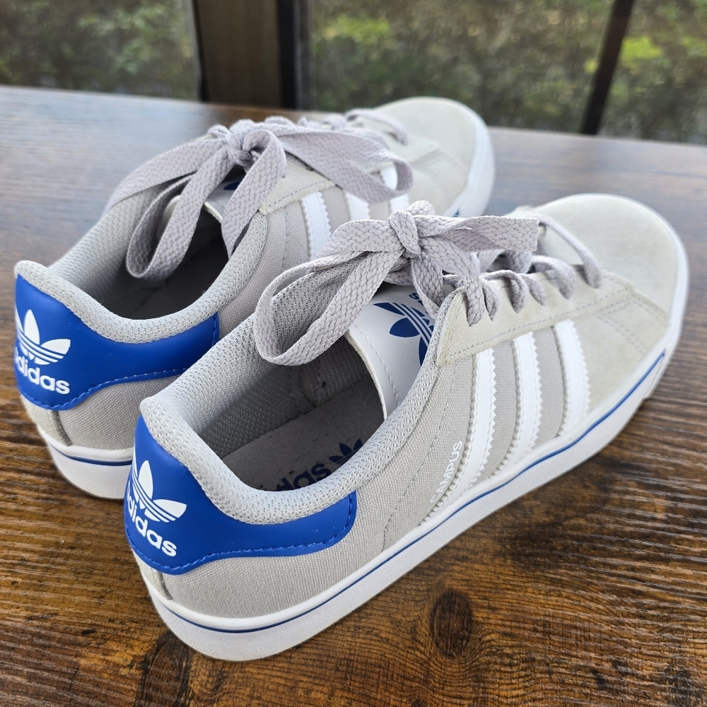 Adidas Campus Vulc Kids Sneakers Size 5 Gray Blue Athletic Shoes